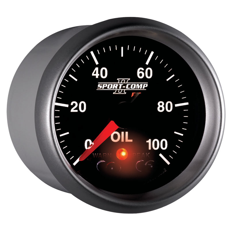 Autometer Sport-Comp II 52.4mm 0-100 PSI Oil Pressure Peak & Warn w/ Electronic Control Gauge