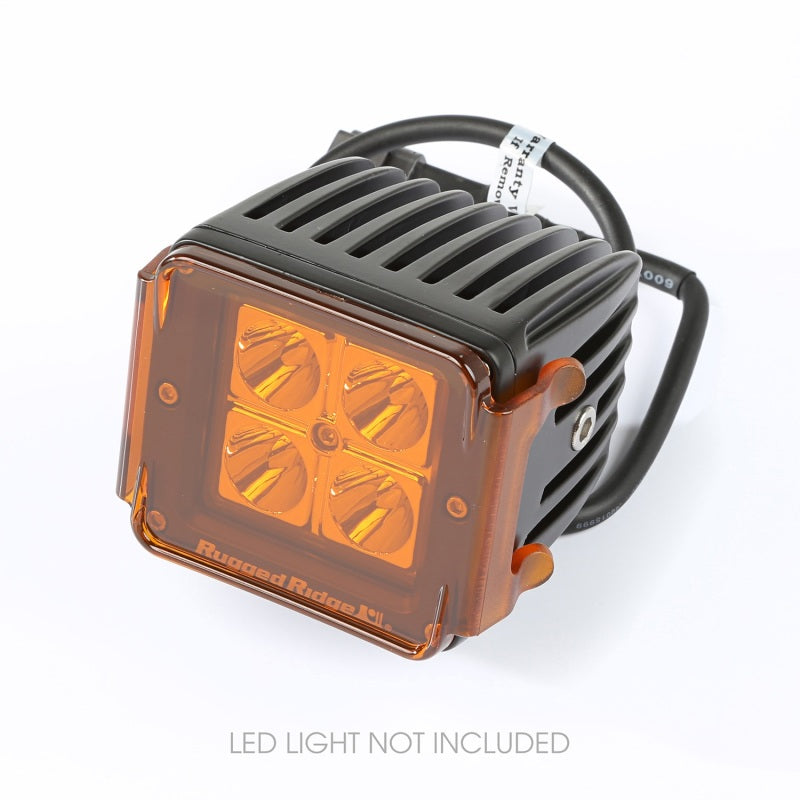 Rugged Ridge 3 Inch Square LED Light Cover Amber