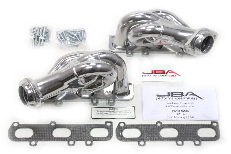 JBA 11-17 Ford Mustang 3.7L V6 1-5/8in Primary Silver Ctd Cat4Ward Header