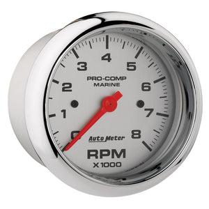 Autometer Marine Chrome Ultra-Lite 3-3/8in 8k RPM Tachometer Gauge
