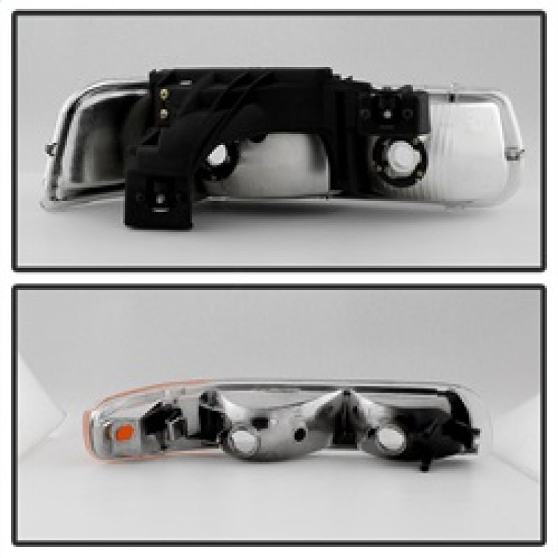 xTune Chevy Silverado 1500 99-02 OEM Style Headlights w/ Bumper Lights - Chrome HD-JH-CSIL99-OE-SET