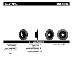 StopTech 00-03 BMW M5 (E39) Slotted & Drilled Left Rear Rotor