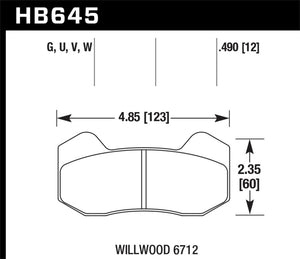 Hawk Wilwood DynaPro 6 (Type 6712) DTC-70 Brake Pads