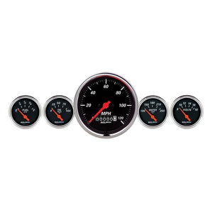 AutoMeter Gauge Kit 5 Pc. 3-3/8in. & 2-1/16in. Elec. Speedometer Designer Black