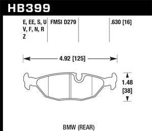 Hawk 91 BMW 318i E30 All DTC-70 Rear Brake Pads