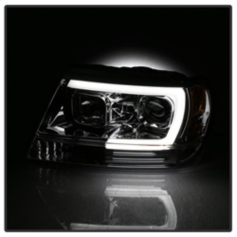 Spyder 99-04 Jeep Grand Cherokee Projector Headlights - Light Bar DRL LED - Chrome