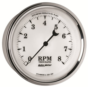 AutoMeter Gauge Tachometer 3-3/8in. 8K RPM In-Dash Old Tyme White II