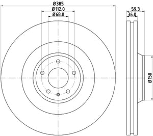 Hella Pagid Front High Carbon Brake Rotor - 05-09 Audi A8