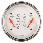 AutoMeter Gauge Dual Wtmp & Volt 3-3/8in. 250 Deg. F & 18V Elec Arctic White