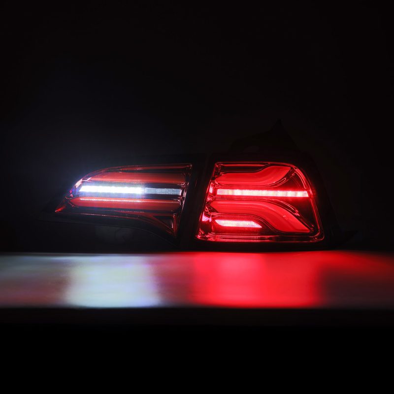 AlphaRex 17-22 Tesla Model 3 PRO-Series LED Tail Lights Red Smoke w/Seq Sig