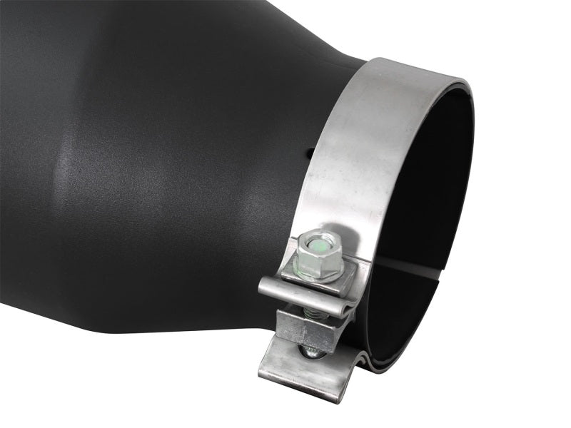 aFe Power MACH Force-Xp 4in In x 6in Out x 15in L Driver Side Clamp-On 4in 409 SS Exhaust Tip-Black