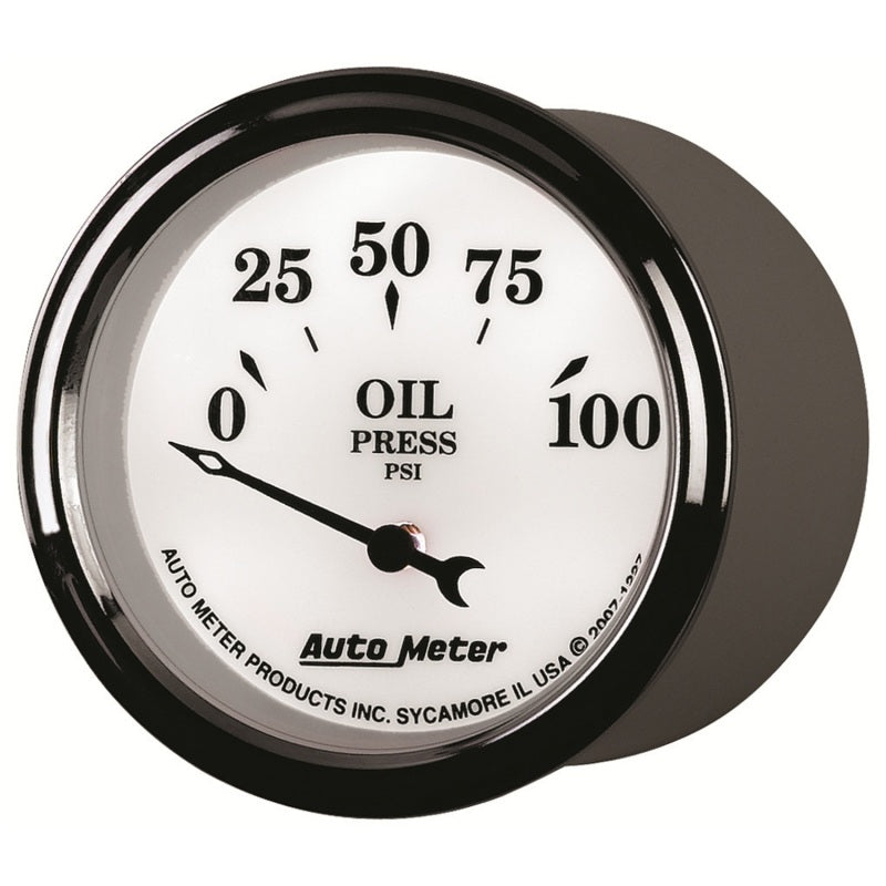 AutoMeter Gauge Oil Press 2-1/16in. 100PSI Elec Old Tyme White II