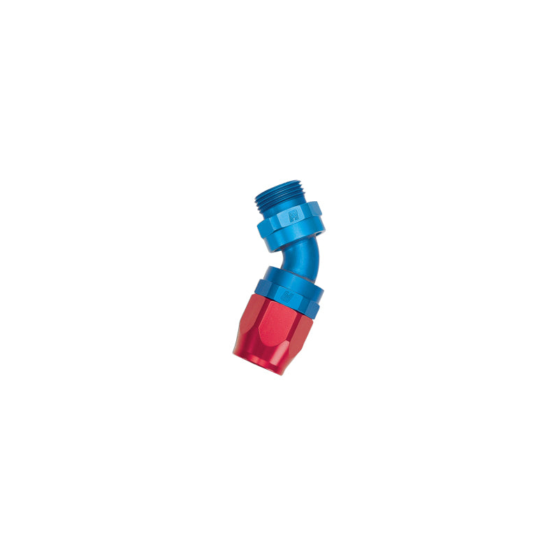 Russell Performance -10 AN Red/Blue 45 Degree Swivel Dry Sump Hose End (-8 Port 3/4in-16 Thread)