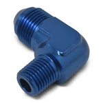 Russell Performance -8 AN to 3/8in NPT 90 Degree Flare to Pipe Adapter (Blue)