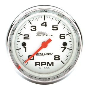 Autometer Pro-Cycle Gauge Tach 2 5/8in 8K Rpm 2&4 Cylinder White