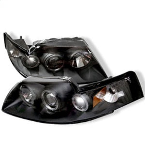 Spyder Ford Mustang 99-04 Projector Headlights LED Halo Black High H1 Low H1 PRO-YD-FM99-1PC-AM-BK