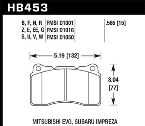 Hawk 03-06 Evo / 04-09 STi / 09-10 Genesis Coupe (Track) / 2010 Camaro SS DTC-70 Race Front Brake Pa