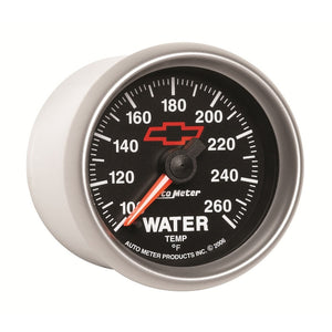 AutoMeter Gauge Water Temp 2-1/16in. 100-260 Deg. F Digital Stepper Motor Chevy Red Bowtie Black