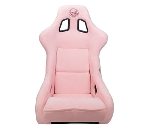 NRG FRP Bucket Seat PRISMA Edition W/ pearlized Back Pink Alcantara - Large