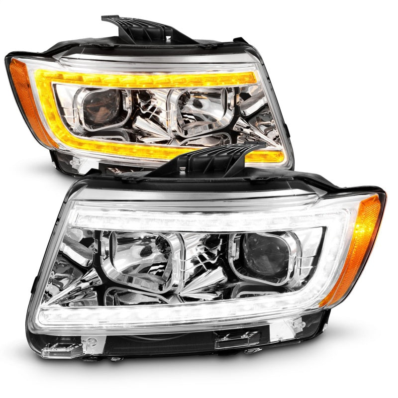 ANZO 11-13 Jeep Grand Cherokee (Factory Halogen Only) Projector Headlights w/Light Bar Swchbk Chrome