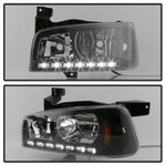 Xtune Dodge Charger 06-10 1Pc LED Crystal Headlights Black HD-ON-DCH05-1PC-LED-BK