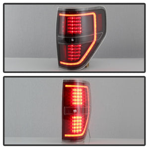 xTune 09-14 Ford F-150 Light Bar LED Tail Lights - Black (ALT-JH-FF15009-LBLED-BK)