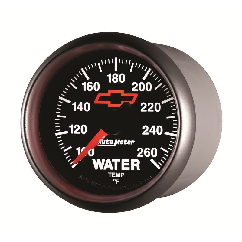 AutoMeter Gauge Water Temp 2-1/16in. 100-260 Deg. F Digital Stepper Motor Chevy Red Bowtie Black