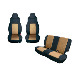 Rugged Ridge Seat Cover Kit Black/Tan 91-95 Jeep Wrangler YJ