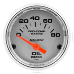 Autometer Marine Chrome Ultra-Lite 2-1/16in 80PSI Electric Oil Pressure Gauge