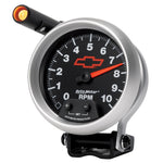 Autometer GM Red Bowtie Black 3-3/4in 0-10000 RPM Pedestal Mount Tachometer Quick-Lite