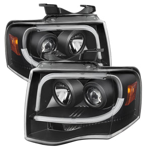 Spyder Ford Expedition 07-13 Projector Headlights Light Tube DRL Blk PRO-YD-FE07-LTDRL-BK