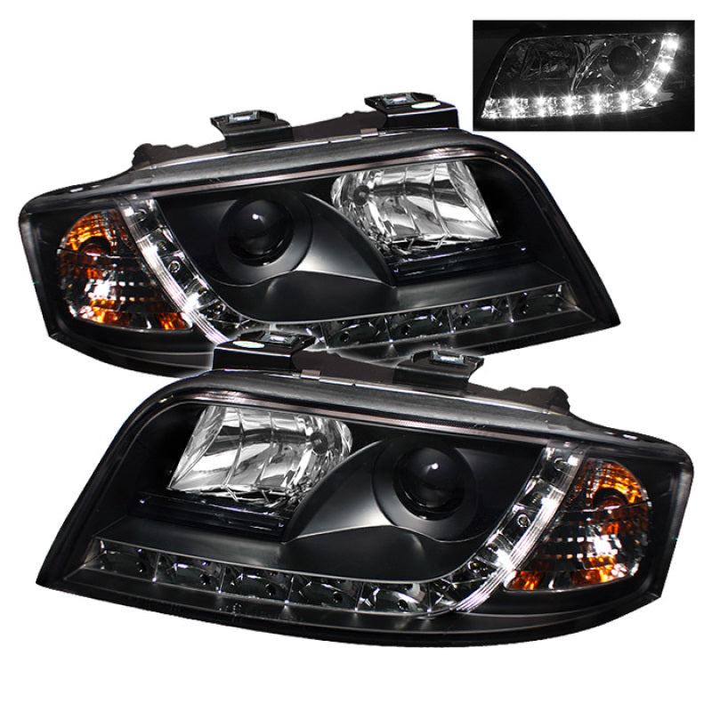 Spyder Audi A6 02-04 Projector Headlights Halogen Model Only - DRL Black PRO-YD-ADA601-DRL-BK