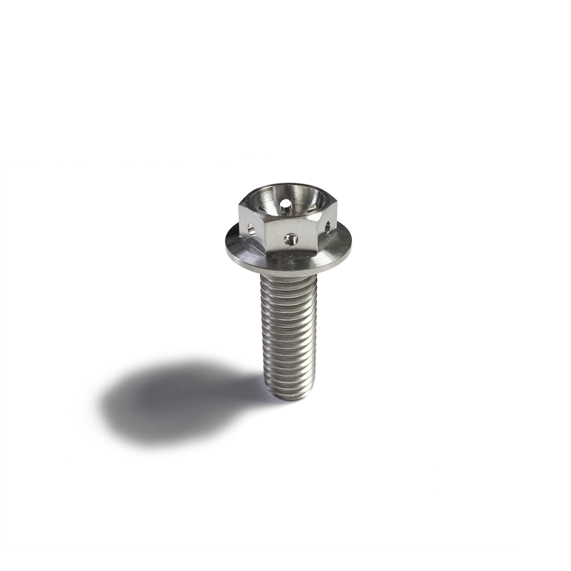 Ticon Industries Titanium Bolt Flanged M10x25x1.5TP 14mm 6pt Head Drilled