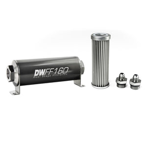 DeatschWerks Stainless Steel 6AN 5 Micron Universal Inline Fuel Filter Housing Kit (160mm)