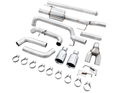 AWE Tuning 0FG 21+ Ford F150 Dual Split Rear Exhaust - 5in Chrome Silver Tips