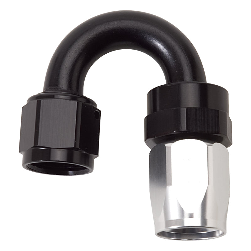 Russell Performance -10 AN Black/Silver 180 Degree Tight Radius Full Flow Swivel Hose End