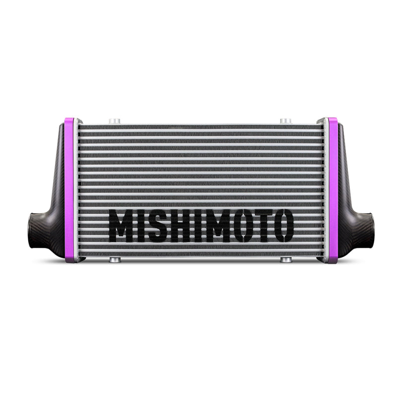 Mishimoto Universal Carbon Fiber Intercooler - Gloss Tanks - 525mm Black Core - C-Flow - R V-Band