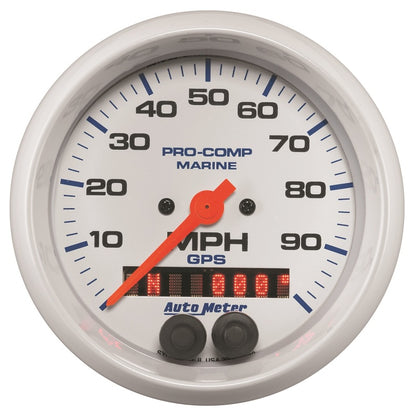 Autometer Gauge GPS Speedometer 3-3/8in 100 MPH Marine White Gauge