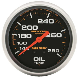 Autometer Liquid Filled Mechanical 66.7mm 140-280 deg F Oil Termperature Gauge Includes 12 ft Tubing