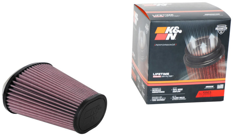 K&N Universal Clamp-On Air Filter 2.844x4.813in Flg ID x 6.5x4.75in B OD x 4.5x3.25in T OD x 7.5in H