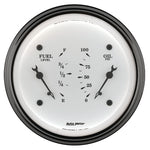 AutoMeter Gauge Dual Fuel & Oilp 3-3/8in. 240 Ohm(e) to 33 Ohm(f) & 100PSI Elec Old Tyme Wht