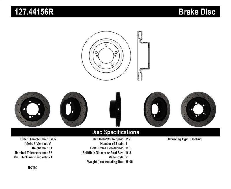 StopTech 07-09 Toyota Tundra / 08-09 Toyota Sequoia Front Right Slotted & Drilled Rotor