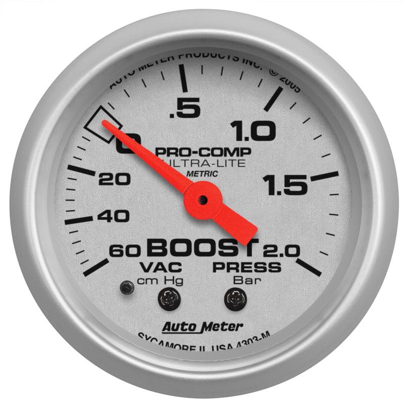 Autometer Ultra-Lite 52mm 60cm/HG-2.0Bar Mechanical Vacuum/Boost Gauge