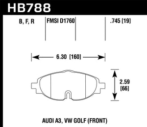 Hawk 15-17 VW Golf / Audi A3/A3 Quattro Performance Ceramic Street Front Brake Pads