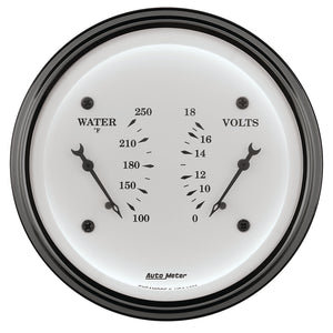 AutoMeter Gauge Dual Wtmp & Volt 3-3/8in. 250 Deg. F & 18V Elec Old Tyme White