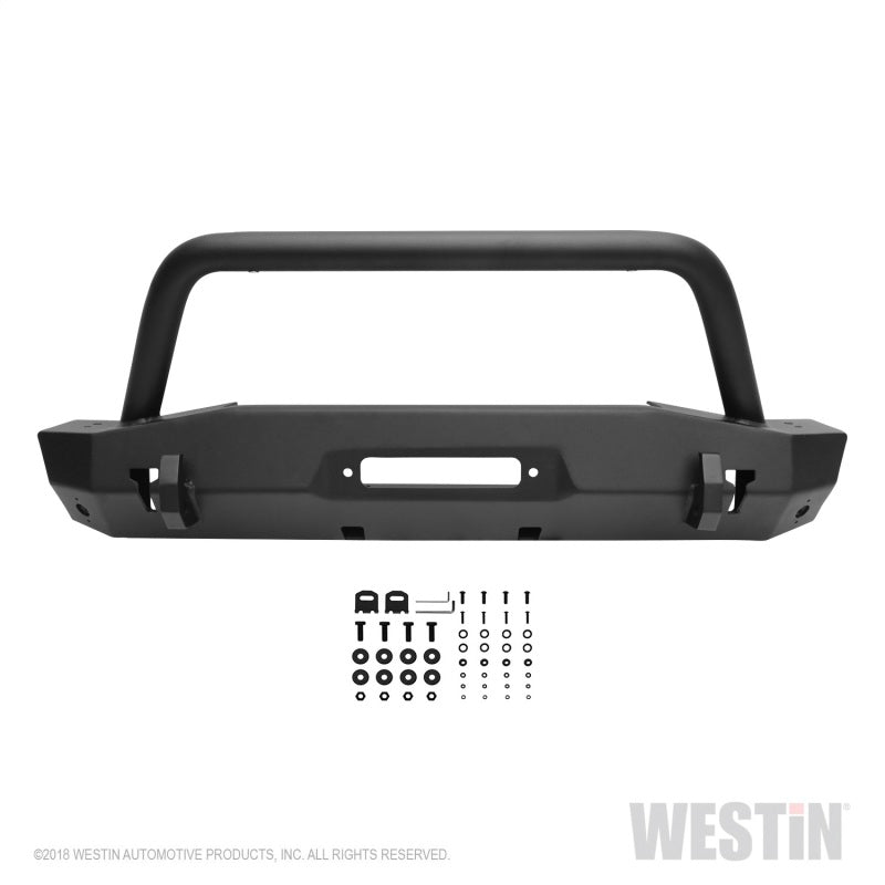 Westin 18-22 Jeep Wrangler JL / 20-22 Gladiator WJ2 Stubby Front Bumper w/Bull Bar - Tex. Blk