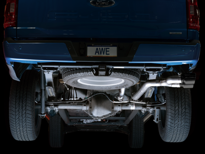 AWE 21+ Ford F150 Dual Side Exit Cat-Back Exhaust - 4.5in Diamond Black Tips *For Stock Y-Pipe Only