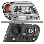 Spyder 99-04 Jeep Grand Cherokee Projector Headlights - Light Bar DRL LED - Chrome