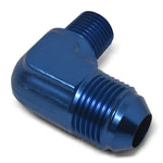 Russell Performance -6 AN to 1/8in NPT 90 Degree Flare to Pipe Adapter (Blue)