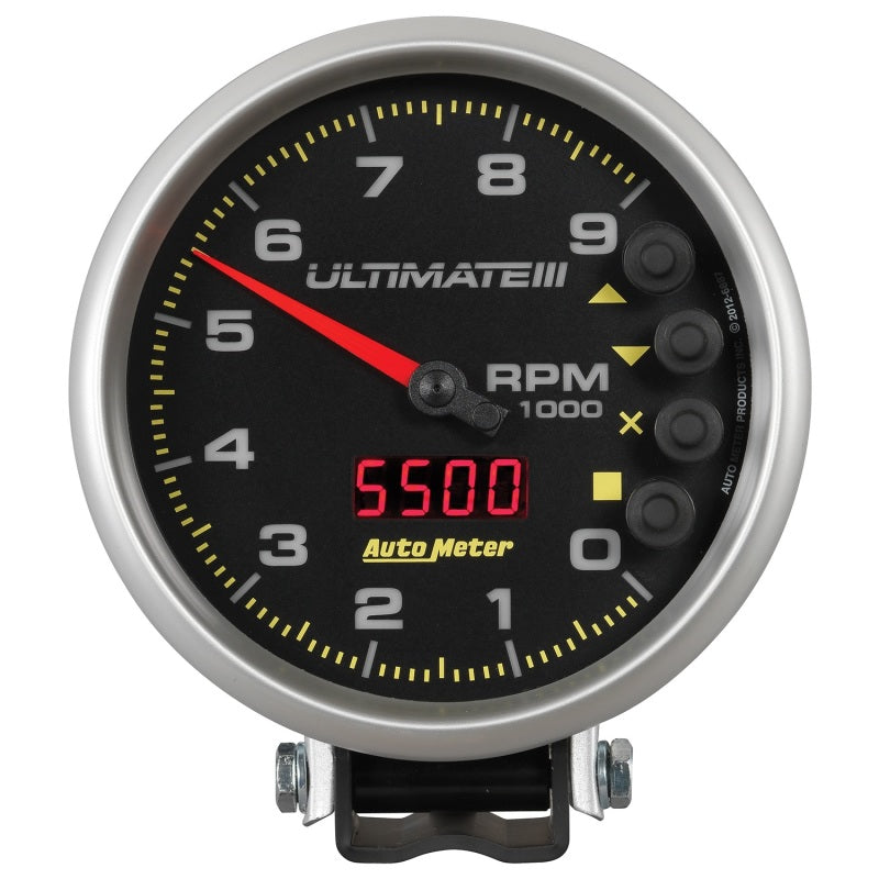 Autometer 5 inch Ultimate III Playback Tachometer 9000 RPM - Black
